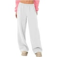 thumbnail image 7 of YanHoo Open Bottom Wide Leg Sweatpants Women High Waist Fleece Lined Sweat Pants Baggy Straight Athletic Pants with Pockets White,XXL, 7 of 7