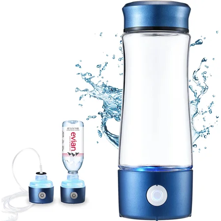 

Hydrogen Water Bottle | Portable 4-in-1 Hydrogen Generator | 15 Ounce Capacity | Premium Borosilicate Glass | for Wellness