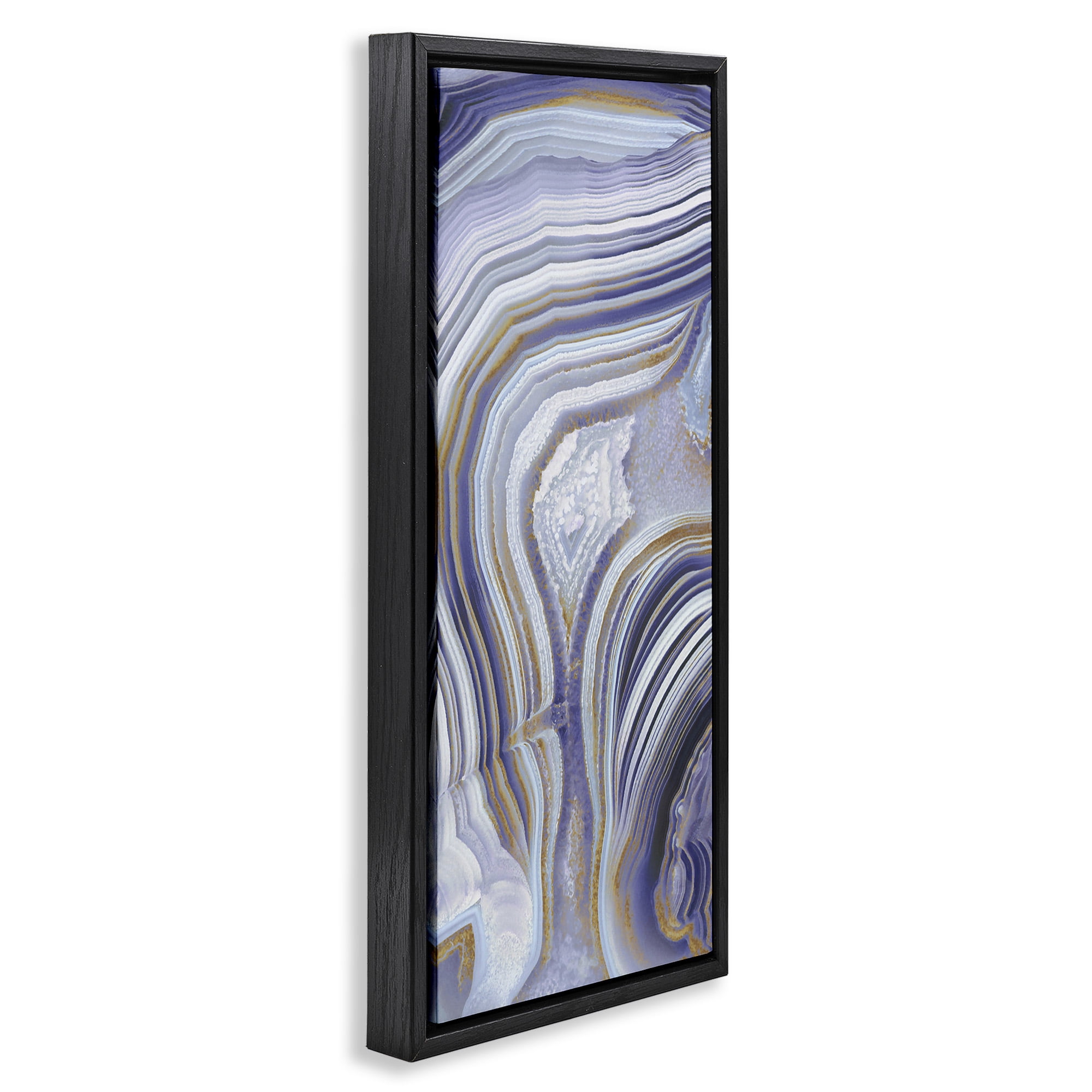 Stupell Industries Agate Crystal Pattern Abstract Design Abstract Painting Black Floater Framed Canvas Art Print Wall Art, 11 x 25