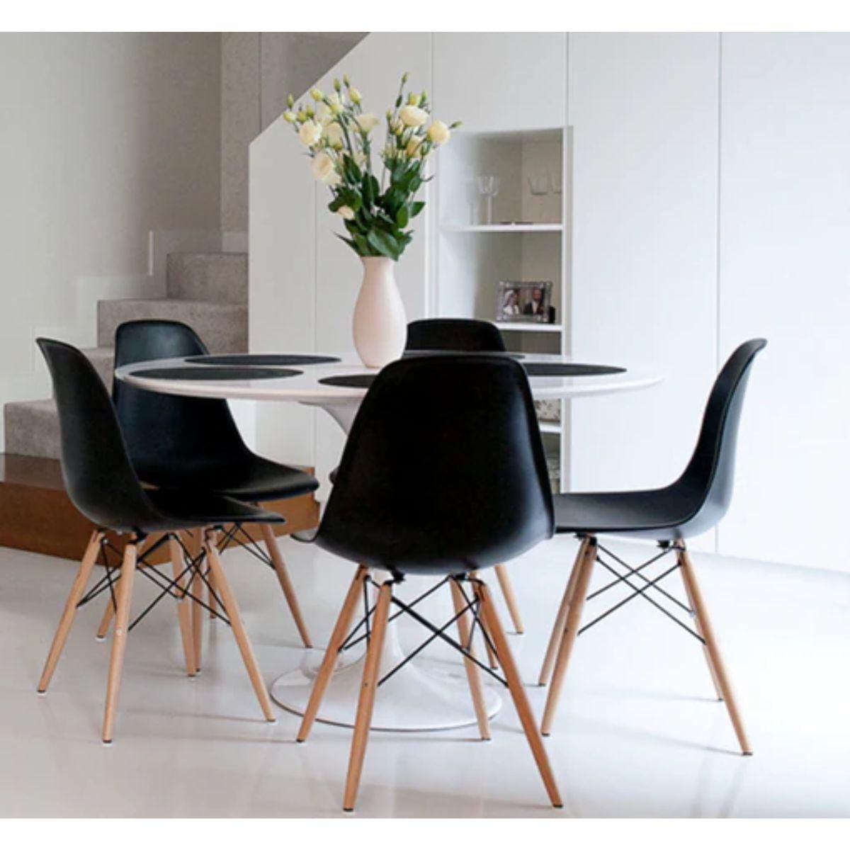 Eiffel Dining Chair Wood Legs in Black