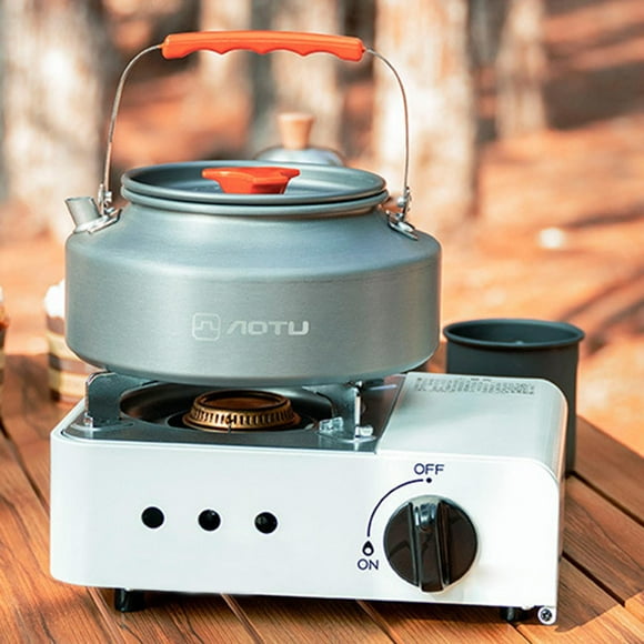 Hervidor de agua para acampar, equipo de cafetera, utensilios, portátil para mochilero, senderismo, Picnic, pesca, , turismo, utensil 1itros DYNWAVEMX Tetera hervidor al aire libre