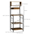 thumbnail image 2 of Rustic Brown Baker's Rack with Power Outlet & USB Charging | Kitchen Microwave Shelf with 5 Hooks - 60.2" Tall Storage Cabinet, 2 of 7