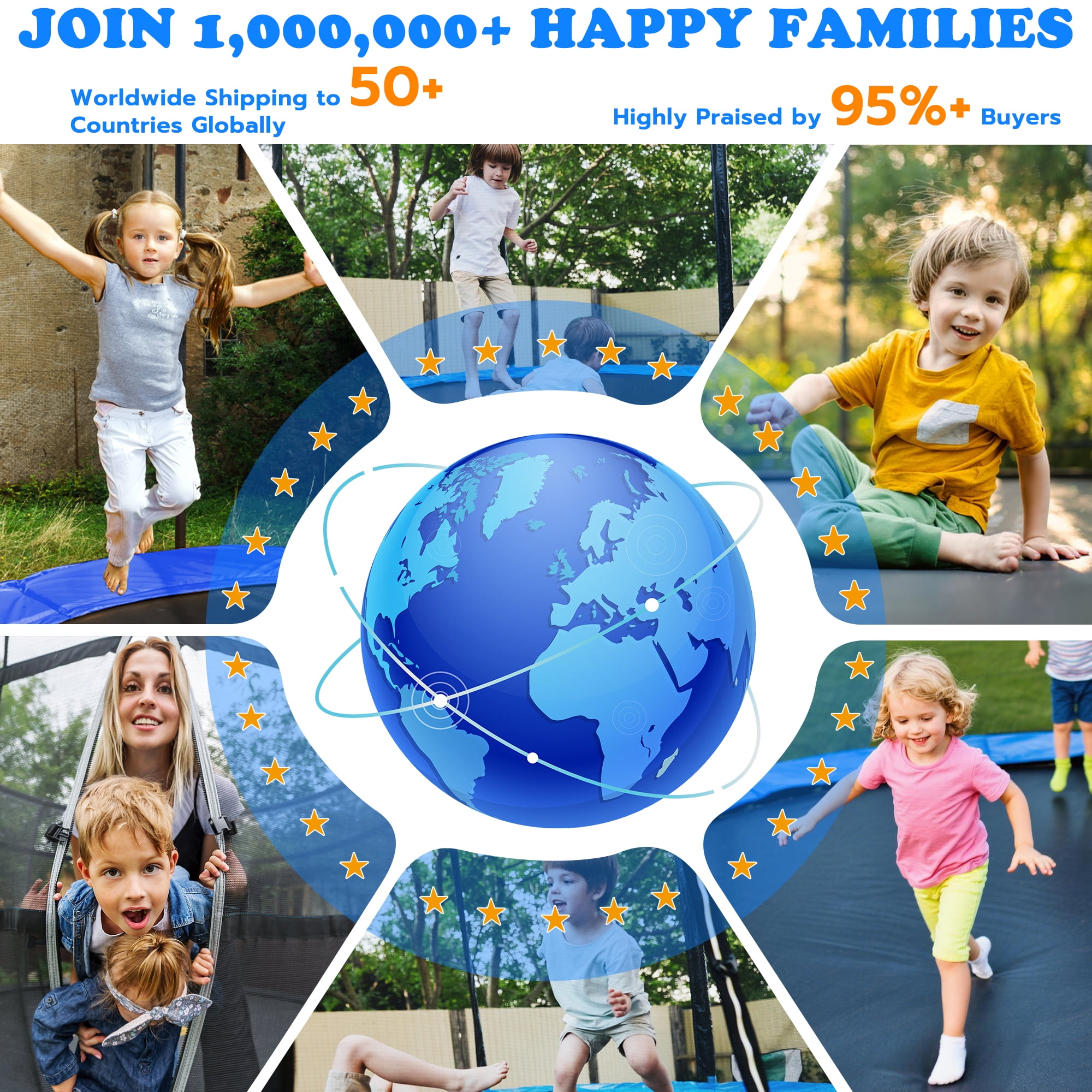 Cochan 12 FT Trampoline with Enclosure Net, 1200LBS Outdoor Trampoline for Kids and Adults with Ladder, Anti-Rust Backyard Heavy Duty Round Trampoline with Net, 4-5 Children,Birthday Gift
