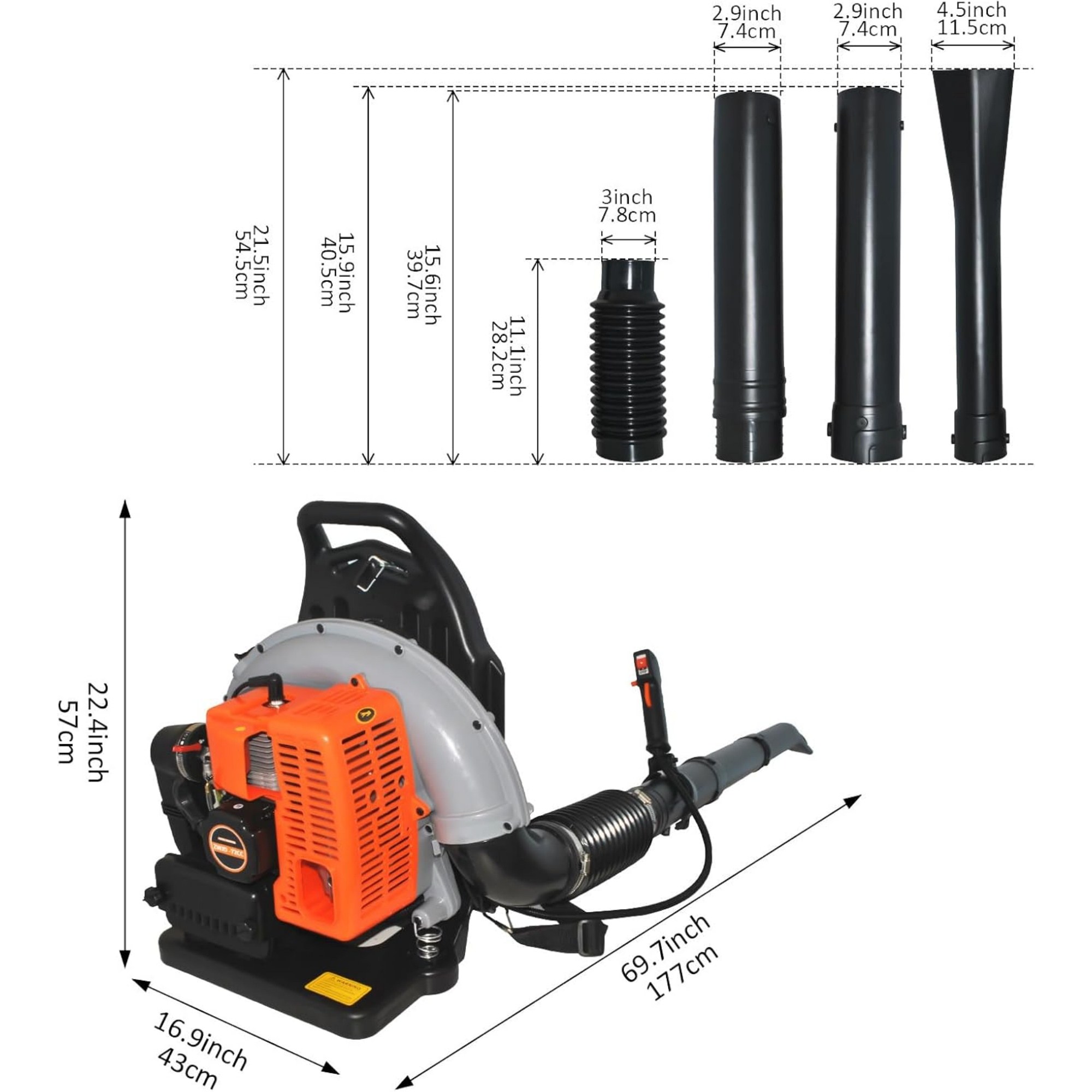 63CC 2 Stroke Backpack Gas Powered Leaf Blower 6800r/min Grass Lawn Blower 1.8L