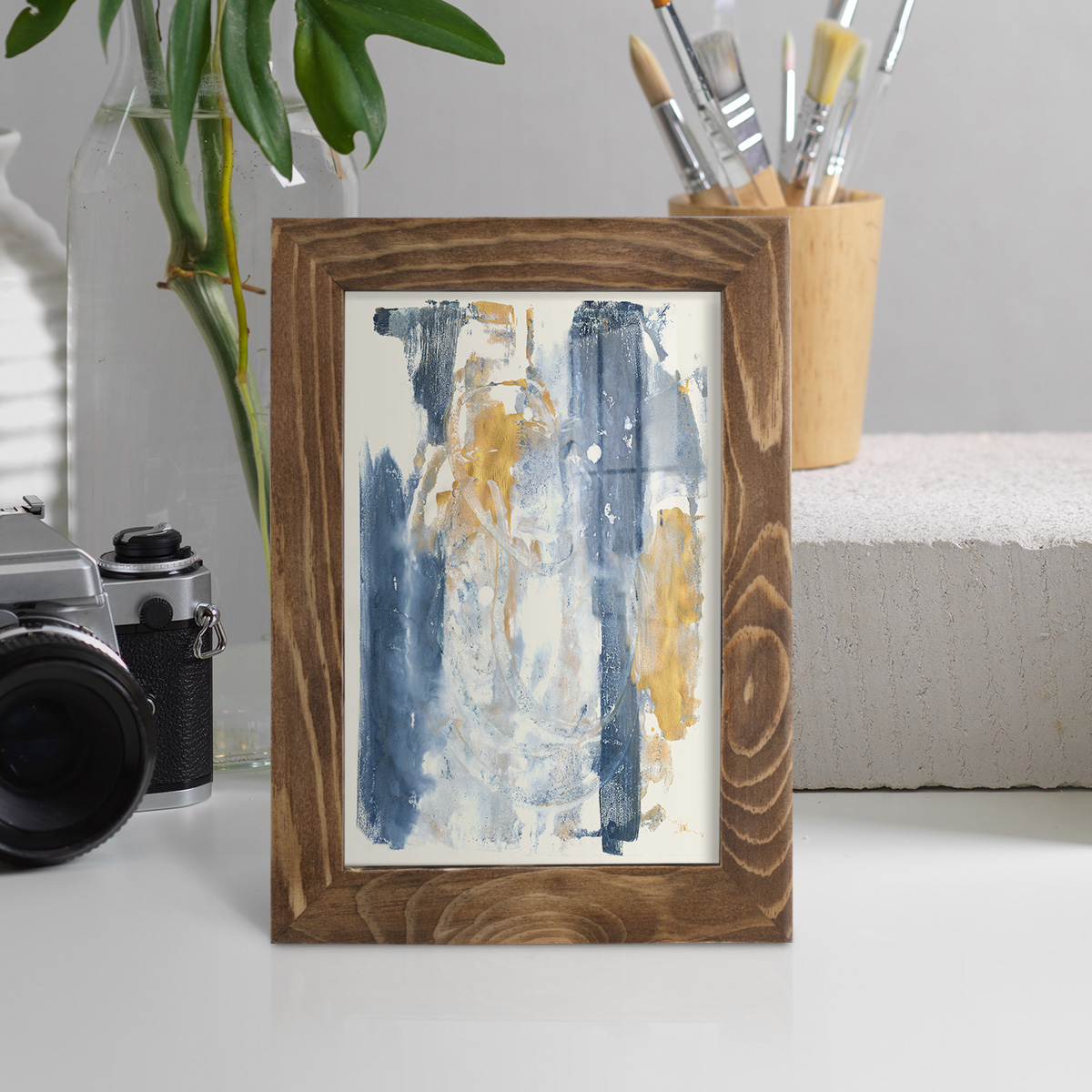 Circles & Dream II - Framed Print w/glass - Walnut