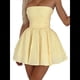 thumbnail image 2 of Vestido de Cóctel de Verano para Mujer, Minivestido Fruncido con Volantes Amarillo M, 2 of 8