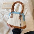 thumbnail image 4 of Bolsos tejidos a mano para mujer cadena de verano bolso tejido para mujer bolsos cruzados con costuras de PU FLhrweasw Nuevo, 4 of 9