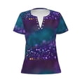 thumbnail image 3 of Naloa Purple and Green Glitter Print T-Shirts Short Sleeve V Neck Tees for Women Fashion Tops Trendy Lightweight Soft Casual Summer Outfits Clothes, 3 of 5