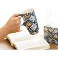 thumbnail image 3 of Topadorn Ceramic Mugs Porcelain Latte Tea Cup Coffee Mug with Gift Box,17oz.Plaid Flower, 3 of 9