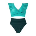 thumbnail image 3 of MSJUHEG Retro Swimsuit for Women,Tie Bikini,Halter Swimsuits for Women,Bikini Sets for Women,Ruffle Swimsuits for Women,Halter Bikini Sets for Women,Tie Bikini Sets for Women Green 2XL, 3 of 5