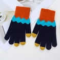 thumbnail image 5 of Dyfzdhu Women Men Touch Screen Gloves Warm Stretch Knitted Gloves Winter Outdoor Riding Mittens Navy, 5 of 7