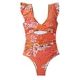 thumbnail image 5 of Sopiago Womens Swim Suits Swimming Suits for Women Cutout High Waisted Swimwear Sexy Push Up Tankini Swimsuit Front Tie Knot Bathing Suit Orange,XXL, 5 of 5