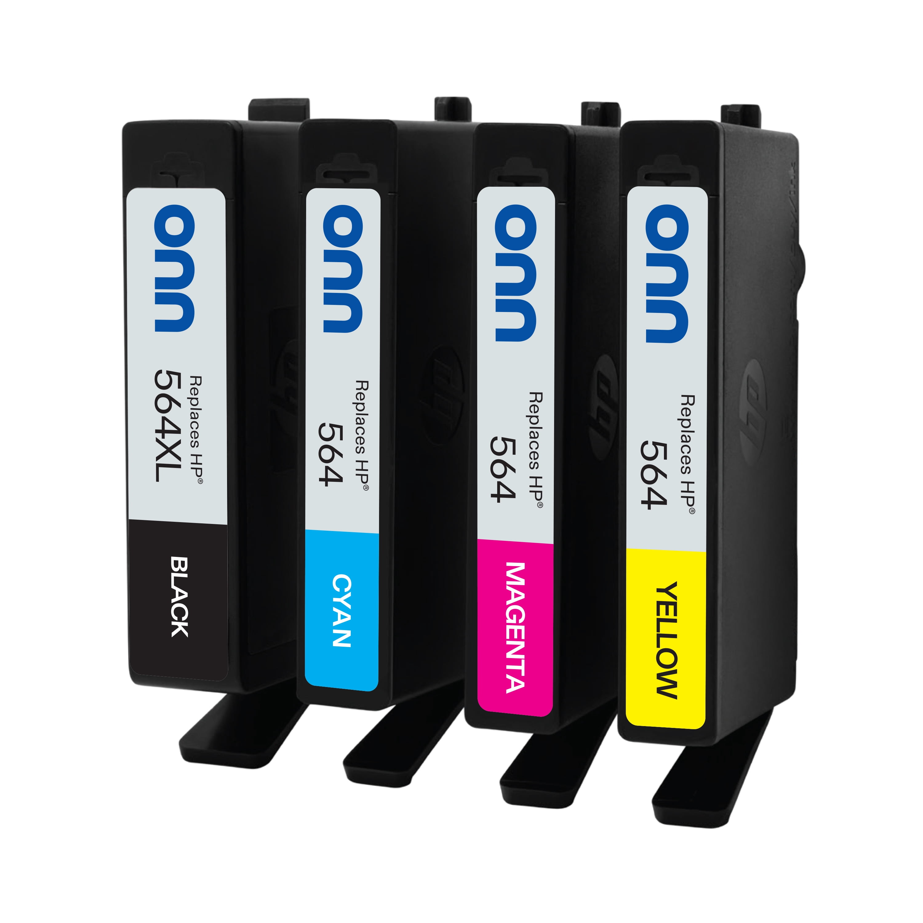(4 pack) onn HP 564XL + 564 Black and Tri-Color, 4 Pack Ink Cartridge (Remanufactured)