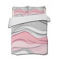 thumbnail image 2 of Quilts Twin Size, Pink Gray Ombre Soft Comforter Bedding Set for Bed, Modern Abstract Moire Art Geometric Lightweight Quilted Bedspread with Pillow Cover(2 Pieces) for All Season, 68x86 Inch, 2 of 6