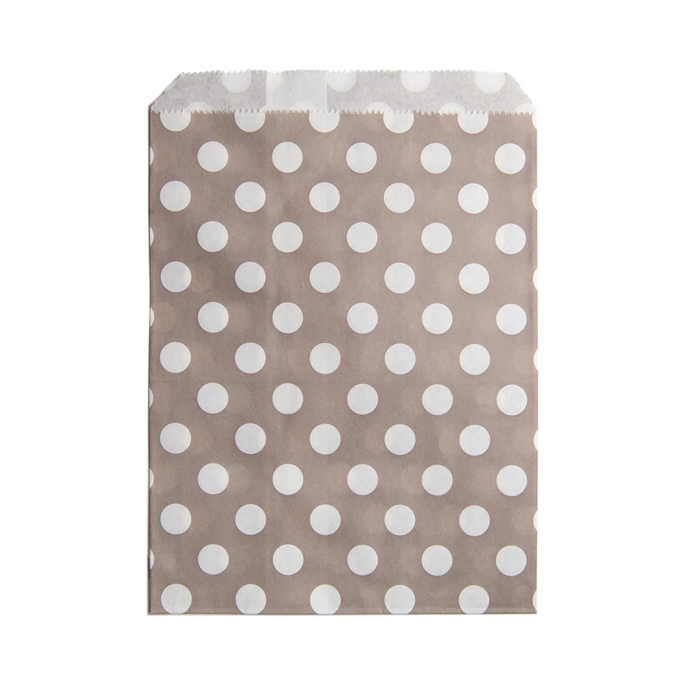 Rectangle Gray Paper Bag Polka Dots 7" x 5" 100 count box