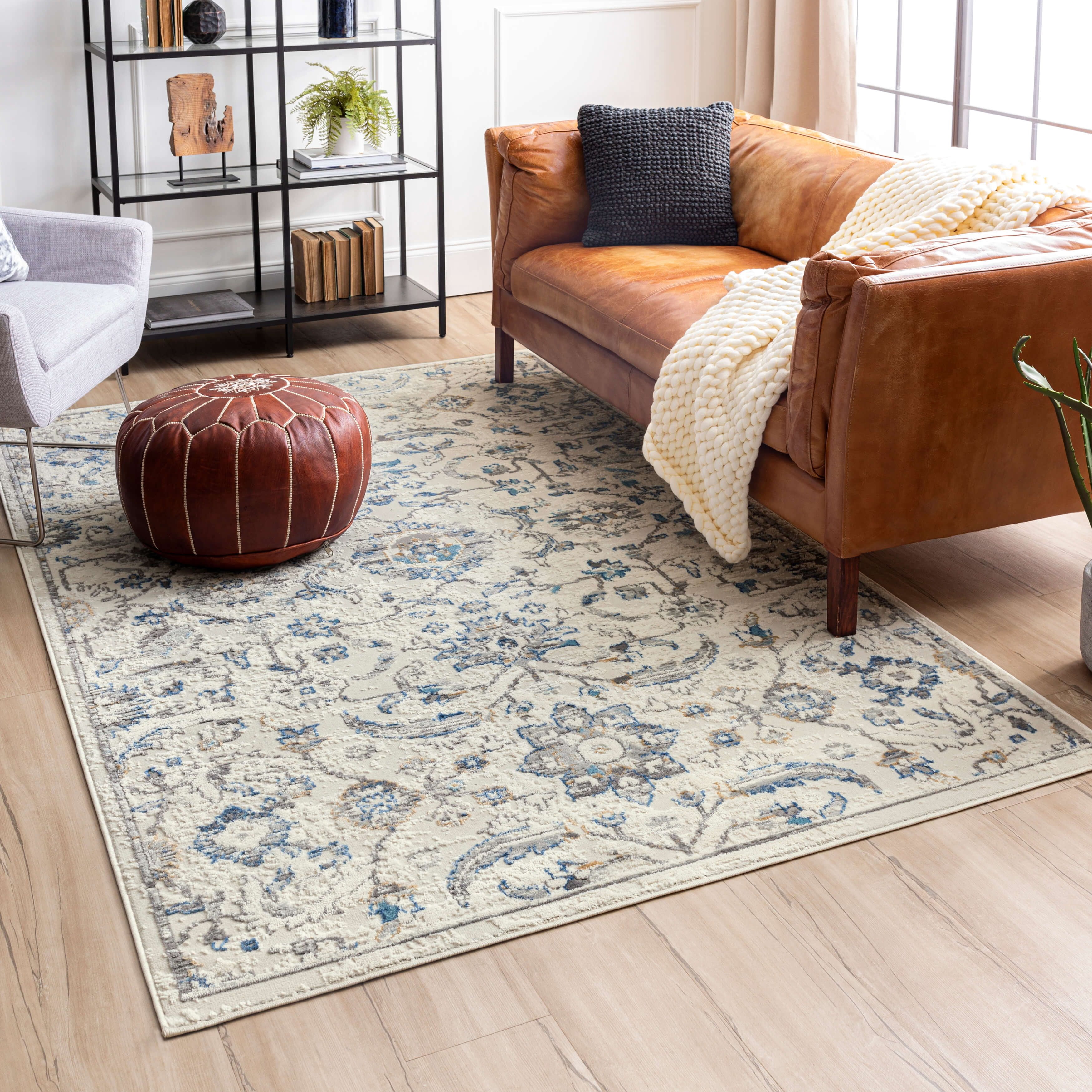 Mohawk Home Howlett Washable Low Pile Stain and Fade Resistant Indoor Area Rug, Blue, 7' 10" X 10'