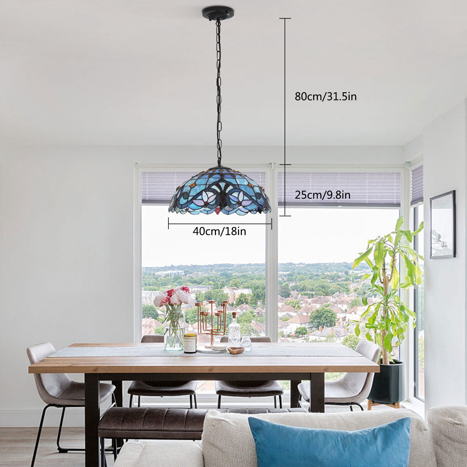 Classic Stained Glass Shade Pendant Light Ceiling Lamp Fixture