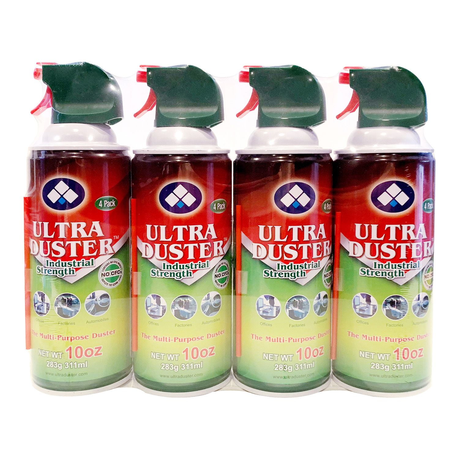 Ultra Duster Compressed Gas, 4 Pack of 10 oz. Cans