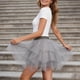 thumbnail image 5 of Mujeres Alta Falda Elástica de la Cintura Midi en Capas Ruffle Asimétrica Mini Falda, Coqueteo de Alta Cintura Casual Inferior, 5 of 6