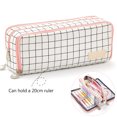 thumbnail image 2 of Estuche funcional para lápices a cuadros rosa de gran capacidad para adolescentes y mujeres, organizador ideal para la escuela y la oficina, también ideal como bolsa de maquillaje, 2 of 5