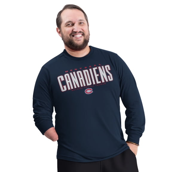 Men's G-III Sports by Carl Banks Navy Montreal Canadiens Adaptive Mesh Effect Long Sleeve T-Shirt