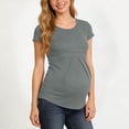 thumbnail image 5 of Aofany Maternity Clothing Summer Women Maternity T-shirt Round Neck Short Sleeve Ruched Pregnant Tops, 5 of 7