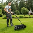 thumbnail image 6 of Zimtown 19in Manual Push Spike Lawn Aerator, Heavy Duty w/ Weight Tray & U-Handle for Yard, Black, 6 of 11