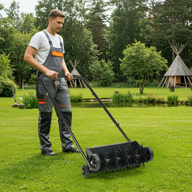 Tokimeki Summer Grass 2セット Zimtown 19in Manual Push Spike Lawn Aerator, Heavy Duty w/ Weight