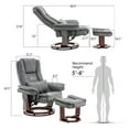 thumbnail image 2 of MCombo Leather Black and Cream White Living Room 360 Degree Swivel Recliner with Ottoman, 2 of 8