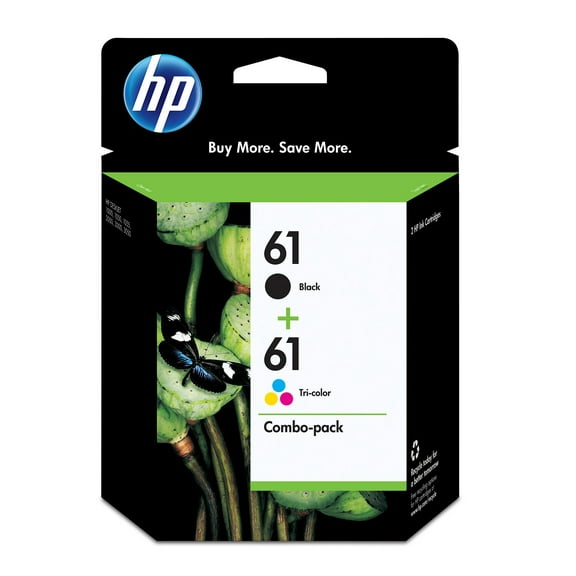 (2 pack) HP 61 2-pack Black/Tri-color Original Ink Cartridges, ~170 pages, CR259FN#140