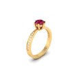 thumbnail image 2 of 6-Prong Round Cut Ruby and Moissanite Engagement Ring, 14K Yellow Gold Plated for Women, 2 of 2