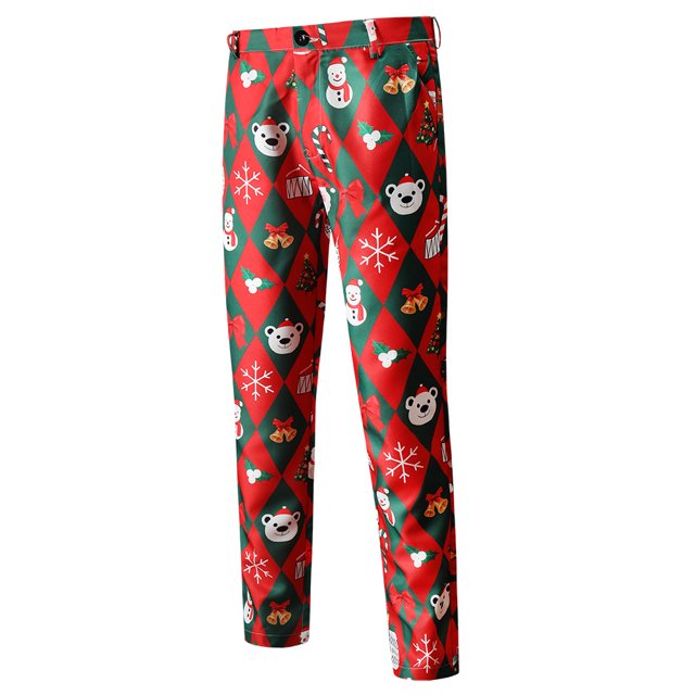 Traje informal de tres piezas con estampado navideño, vestido de año nuevo