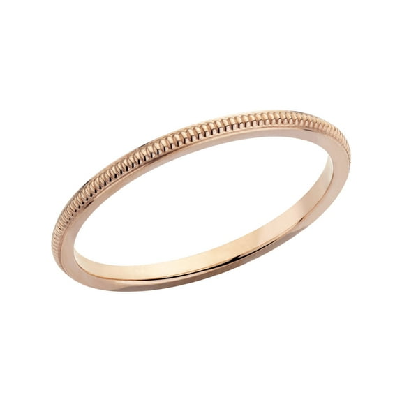 Ladies 1.5mm Stackable Milgrain Wedding Band Ring in 14K Rose Gold