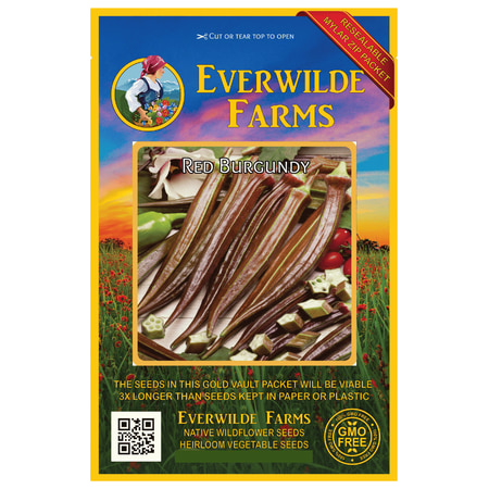 Everwilde Farms - 100 Red Burgundy Okra Seeds - Gold Vault Jumbo Bulk Seed