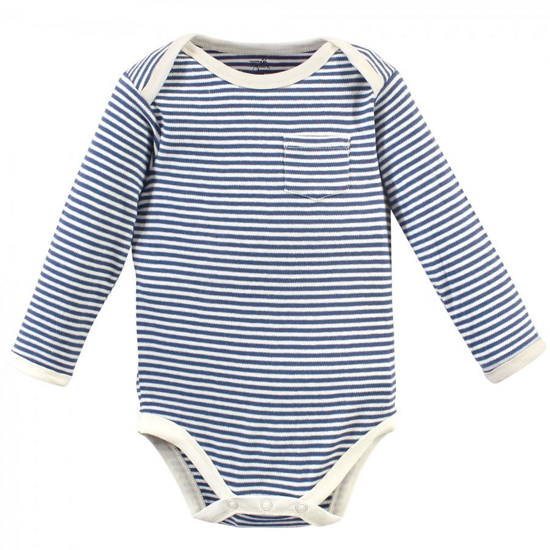 Touched by Nature Organic Cotton Long-Sleeve Bodysuits 5pk, Blue Elephant, 9-12 Months