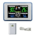 thumbnail image 1 of TFixol 433MHz Wireless Weather Station with Color Display, Indoor Outdoor Thermometer Hygrometer, Dual Alarm, H168G Model in White & Blue Frame, Battery Not Included, 1 of 6