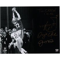 Joe Montana & Dwight Clark San Francisco 49ers Dual-Signed 16" x 20" Black & White The Catch Photograph with "The Catch 1.10.82" Inscription and Diagram of the Play - Fanatics Authentic Certified
