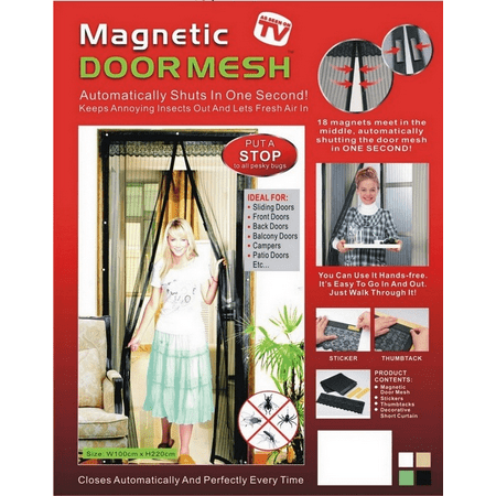 Magnetic Screen Door SIZE with Heavy Duty Magnets and Mesh Curtain 35"x 83" (90cm X 210cm) Black