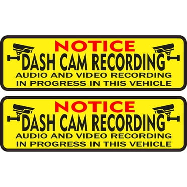StickerTalk Notice Dash Cam Vinyl Stickers, 1 sheet of 2 stickers, 5 inches x 1.5 inches each