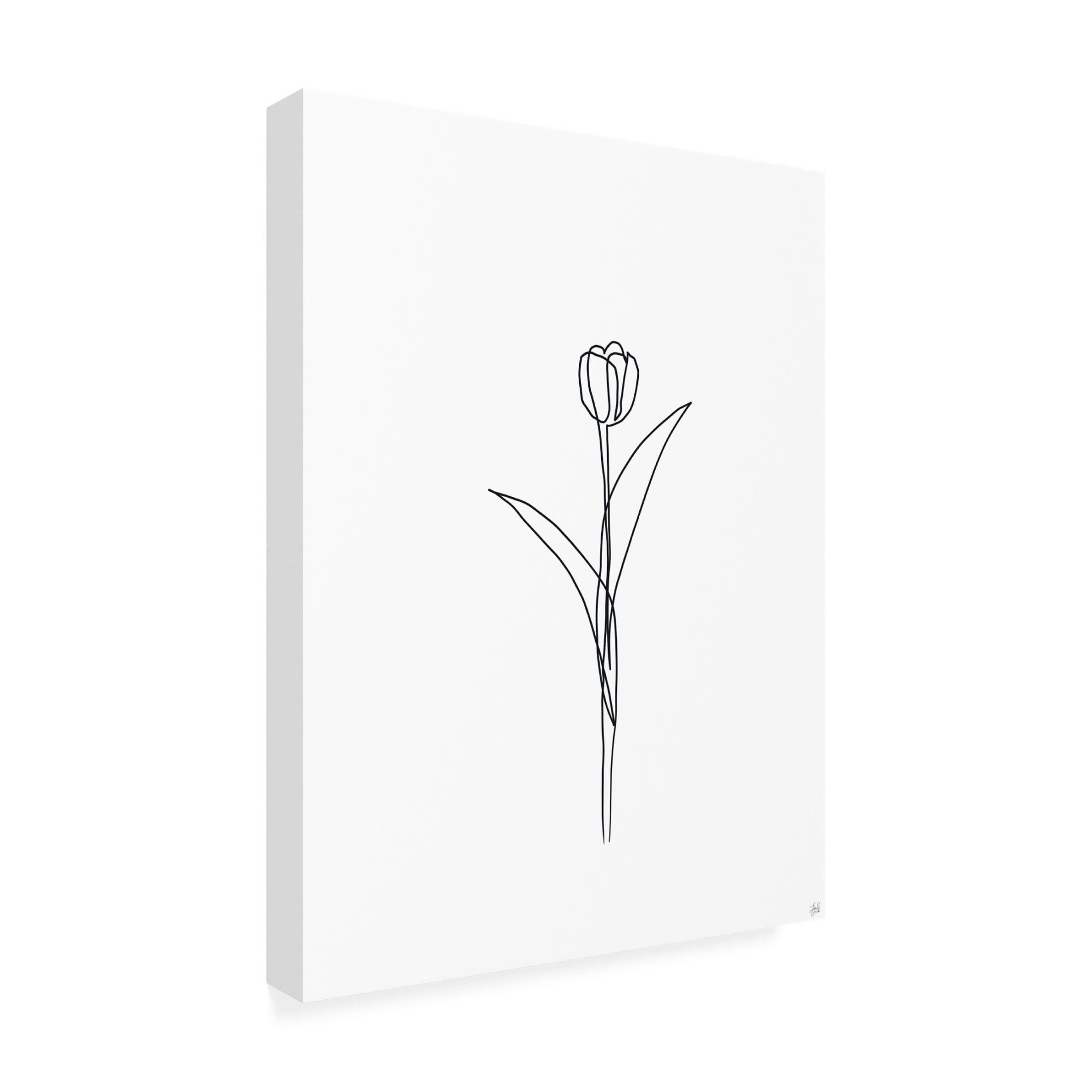 Canvas Wall Art - Line and Brush 'Line Tulips 3' Wall Art for Living Room, Bedroom, or Office Décor by Trademark Fine Art - 35 x 47 Inches
