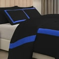 thumbnail image 4 of DNG Creations 5 Piece Full Black And Royal Blue Border Line Pattern Duvet Cover - 100% Egyptian Cotton, 800 Thread Count ( Full/Queen ), 4 of 4