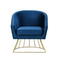 thumbnail image 3 of Hans Navy/Gold Velvet Accent Chair - Metal Base, Barrel Back, 3 of 9