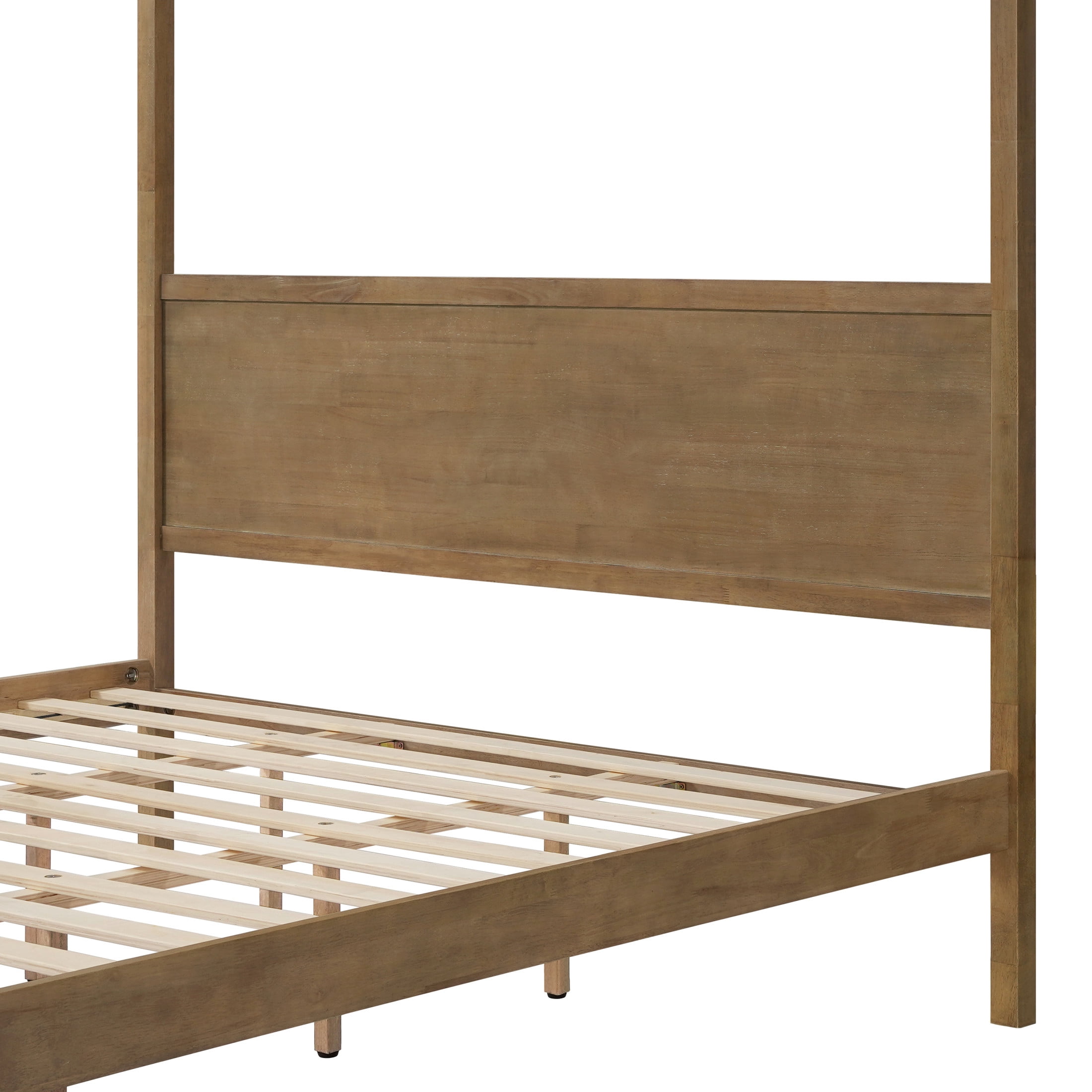 Christopher Knight Home Farmhouse King Canopy Bed Frame with Headboard, Solid Wood Frame, Antique Natural