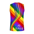 thumbnail image 5 of Penkiiy Men Casual Rainbow Printing Sleeveless Pullover Round Neck Sports Tank Tops M Multicolor, 5 of 5