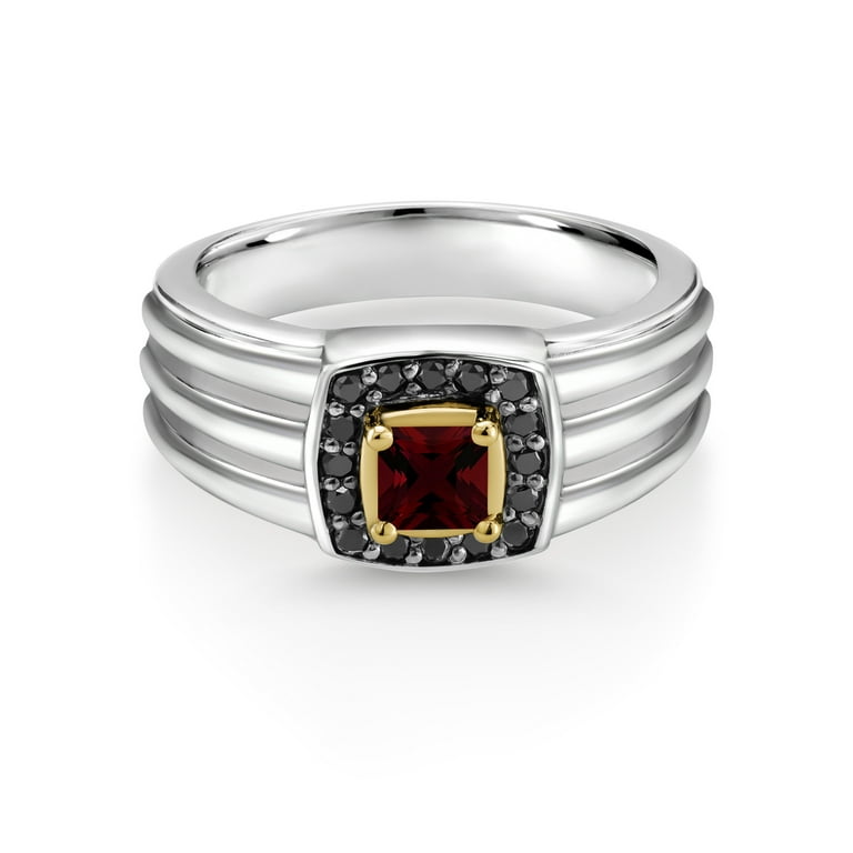 10K Gold Mens Garnet Diamond saving Ring size 9