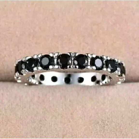 2Ct Round Cut Simulated Diamond Women's Eternity Engagement Ring 14K White Gold Plated