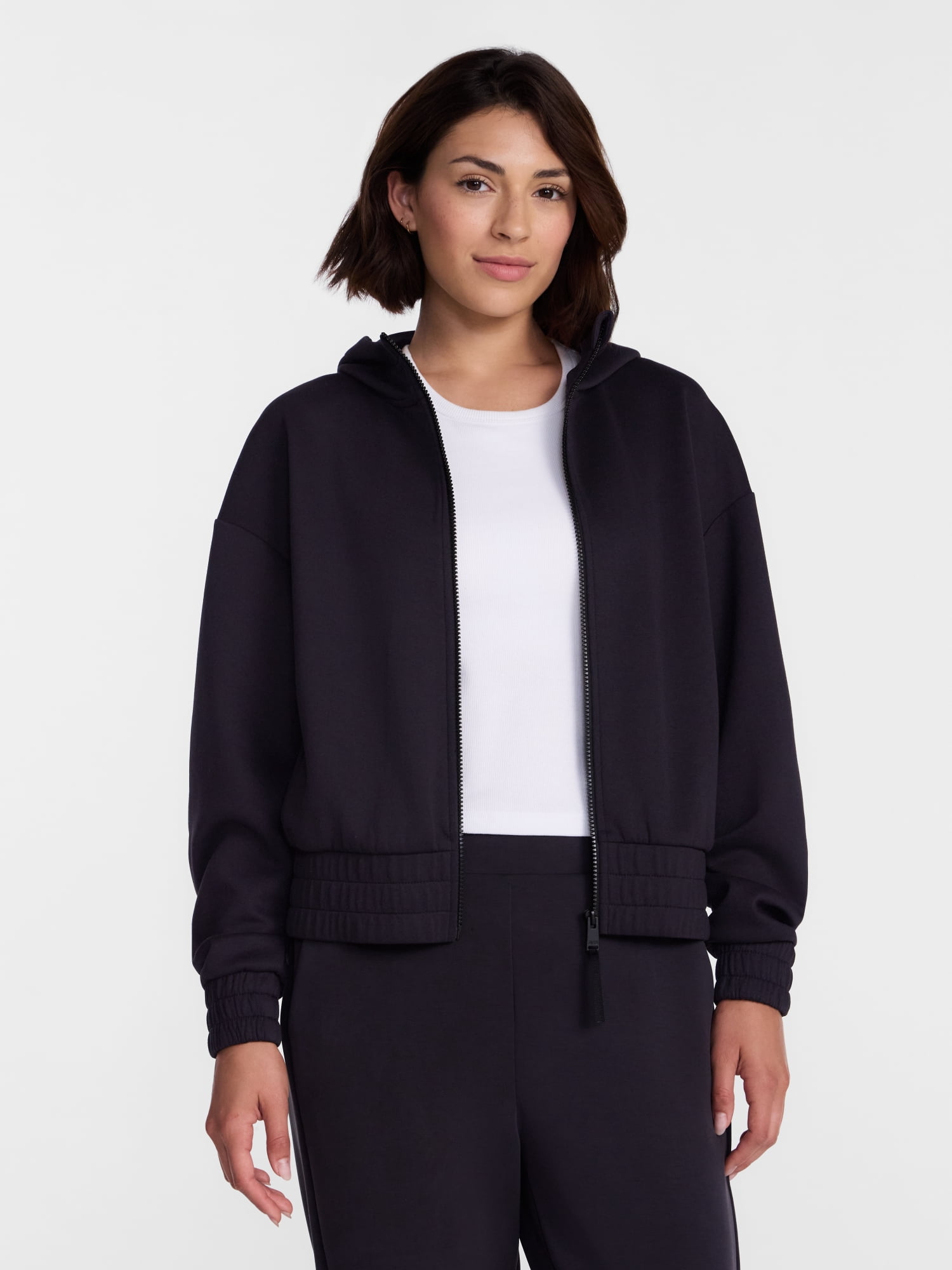Avia Women's and Women's Plus ScubaKnit Cropped Zip Hoodie, Sizes XS-4X