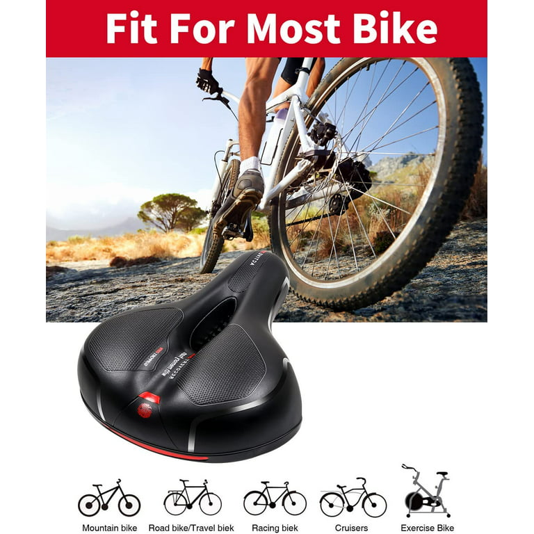 Wide & Comfortable Bike Saddle Ergonomic Soft Cushion for MTB Road