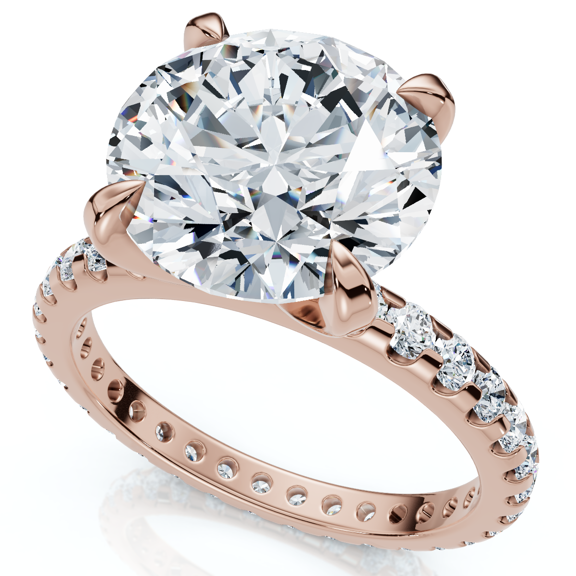 Pompeii Certified 3 1/2Ct Eternity Diamond Engagement Ring 14k Gold/Platinum Lab Grown