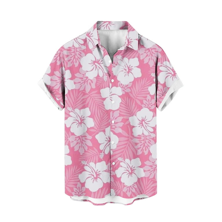 Hawaiian Pink♡ Hawaii Shark Hawaiian Shirt Polynesian Pattern Pink Version